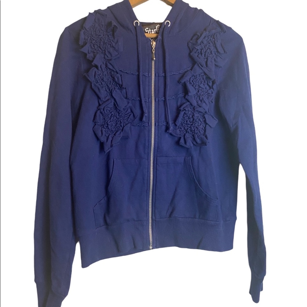 Starling Grape purple ruffled full zip longsleeve hoodie 
100% cotton